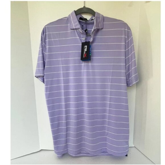 RLX Ralph Lauren Golf Polo Shirt Purple Stripe Wicking M